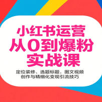 小红书运营从0到爆粉实战课：定位装修、选题标题，图文视频创作与精细化变