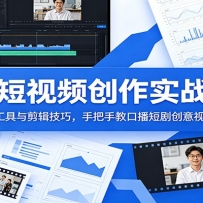 AI短视频创作实战课：活用AI工具与剪辑技巧，手把手教口播短剧创意视频创作