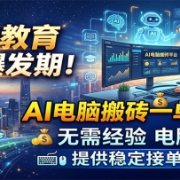 2026教育风口爆发期！AI电脑搬砖一单600+，无需经验电脑就行，提供稳定接单