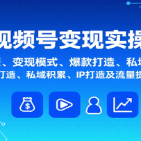 视频号变现实操，含开通步骤、变现模式、爆款打造、私域积累、IP打造及流量