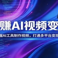 玩赚AI视频变现，零基础掌握AI具制作视频，打通多平台变现增收路径