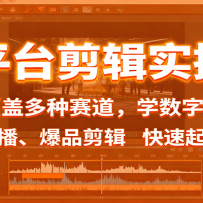 多平台剪辑实操课：覆盖多种赛道，学数字人、无人直播、爆品剪辑，快速起号