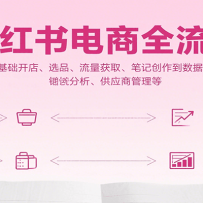小红书电商全流程，基础开店、选品、流量获取、笔记创作到数据分析、供应商