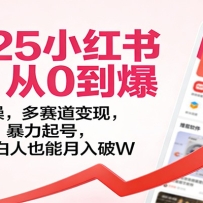 2025小红书从0到爆：剪辑实操，多赛道变现，暴力起号，零基础也能月入破W