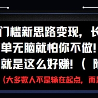 0门槛新思路变现，长期收益，简单无脑就怕你不做!男粉的钱就是这么好赚!(附