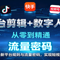 全平台剪辑+数字人直播，从零到精通，掌握最新平台规则与流量密码，实现短