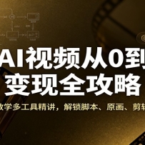 AI视频从0到变现全攻略，系统教学多工具精讲，解锁脚本、原画、剪辑技巧