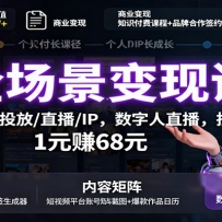 AI全场景变现课：文案/短视频/投放/直播/IP，数字人直播，投1元赚68元