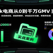 TikTok电商从0到千万GMV实战课，含逆袭经验、新趋势解析，讲选品定价流量等