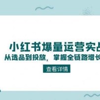 小红书爆量运营实战课：从选品到投放，掌握全链路增长方法论