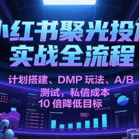 小红书聚光投放实战全流程，计划搭建、DMP玩法、A/B测试，私信成本10倍降低