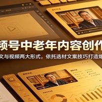 视频号中老年内容创作课：专攻图文与视频两大形式，依托选材文案技巧打造爆
