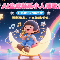 AI生成萌系小人唱歌！0基础3分钟出片，28个作品涨粉9万，日赚四位数，小白