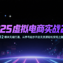 2025虚拟电商实战2.0，12模块无缝打通，从养号起步开启无货源轻松变现之路