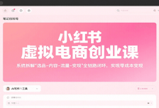 小红书虚拟电商创业课，系统拆解选品-内容-流量-变现，实现零成本变现