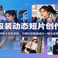 AI服装动态短片创作课：依托产品详情与穿搭原图，巧用抖音智能成片一键生成