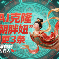 用AI克隆“唐朝胖妞”日更3条，平台疯狂推流，小白闭眼复制，当天见效，日