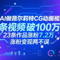 用AI做薇尔莉特CG动画视频，单条视频破100万赞，23条作品涨粉7.2万，涨粉变