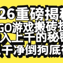 2026开年重磅解密，CSGO游戏搬砖挂机日入上千的秘密，把倒狗的底裤扒干