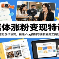 自媒体涨粉变现特训营：拆解爆款笔记创作诀窍，精通Vlog摄制与朋友圈美工高