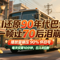 AI还原90年代巴士，一帧让70后泪崩！播放量碾压90%怀旧号，每天10分钟，日