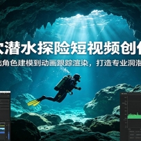 洞穴潜水探险短视频创作课：从软件基础角色建模到动画跟踪渲染，打造专业洞