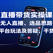 直播带货实操课：含无人半无人直播、选品思路，投流技巧，各平台玩法及答疑