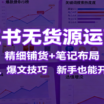 小红书无货源运营课：精细铺货+笔记布局，学选品、爆文技巧，新手也能开店