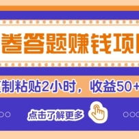问卷答题赚钱项目新平台，新手小白也能操作，每天复制粘贴2小时，收益50+