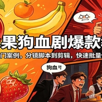 AI水果狗血剧爆款教程：复刻高赞热门案例，分镜脚本到剪辑，快速批量做流量