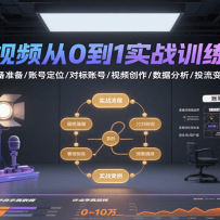 短视频从0到1实战训练营：设备准备/账号定位/对标账号/视频创作/数据分析/