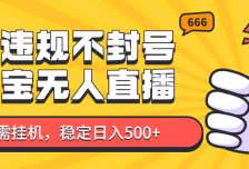 淘宝无人直播最新玩法，不违规不封号，只需挂机，稳定日入500+，新手也能当